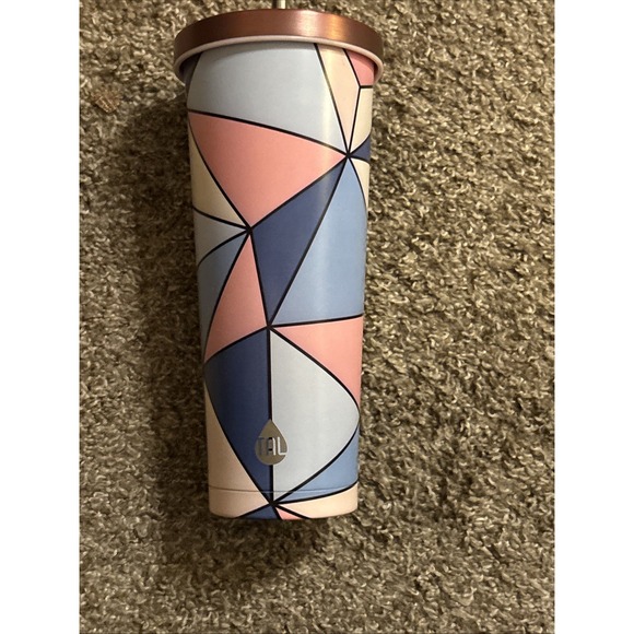 TAL Stainless Steel Coolie Tumbler, 24 fl oz in Pink And Blue Geo Pattern.  NWT - Picture 1 of 3